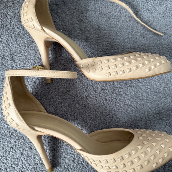 Zara blush coloured heels with edgy studs and ankle straps in size 7.5 - Picture 10 of 11
